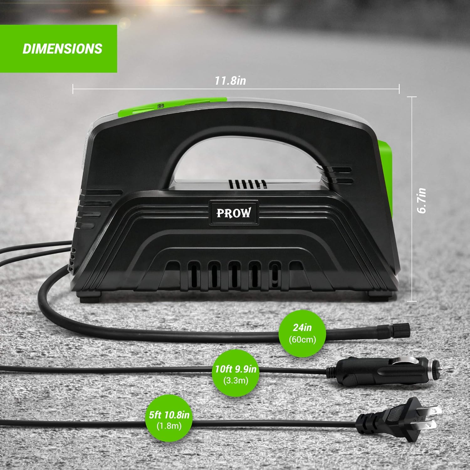 Electric Air Compressor Tire Inflator AC/DC Portable for Car &ndash; DC 12V, Home &ndash; AC 110V, Upscale, with Digital Pressure Gauge, Air Pump for Car Tires, Motorcycle, Bike, Basketball and More