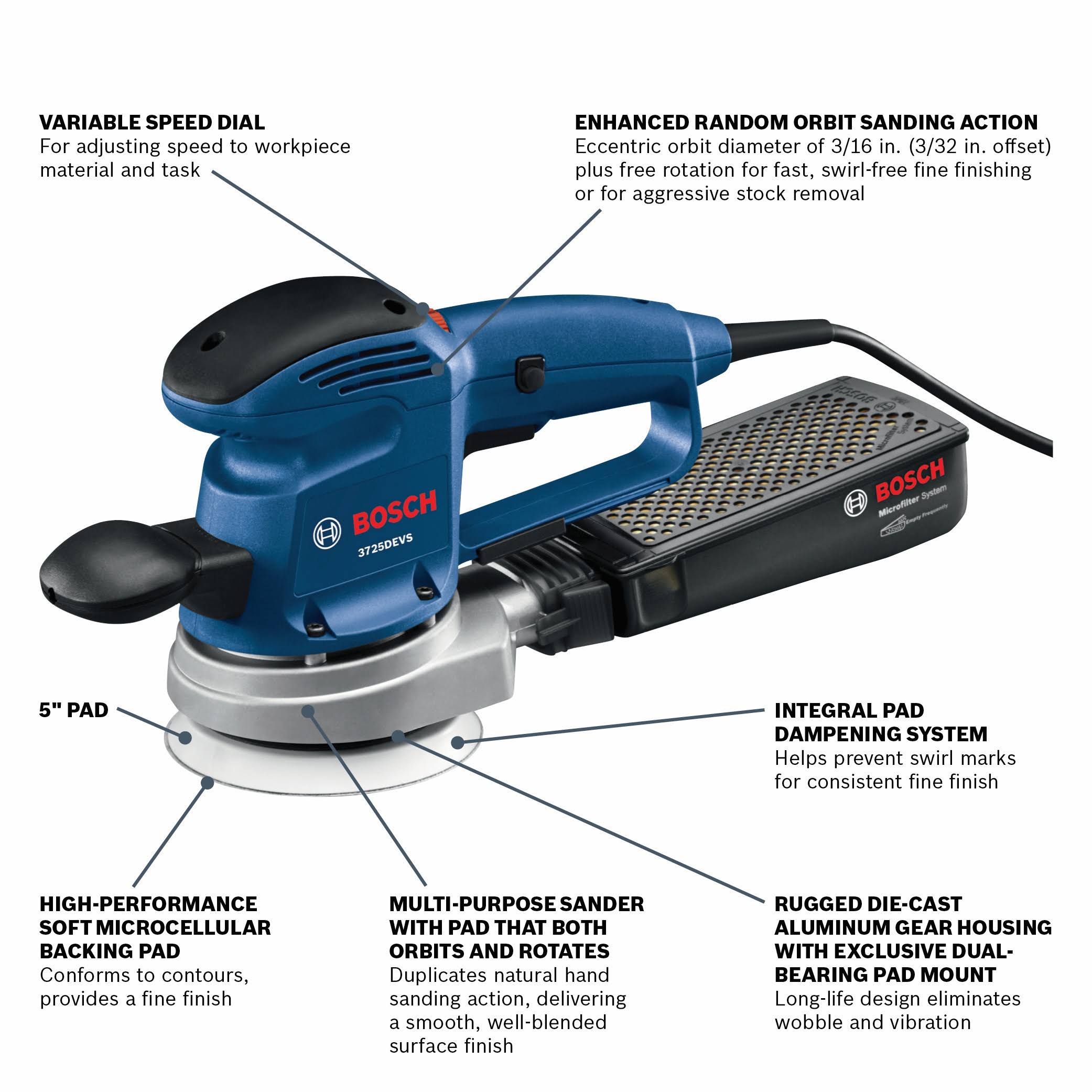 Bosch 3725devs 5x22 Random Orbit Sander