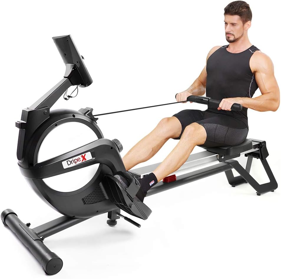 Dripex Magnetic Rowing Machine for Home Use Rower for Home Gym & Cardio Training Indoor with Aluminum Track, 16 Adjustable Resistance Level & Smart LCD Monitor