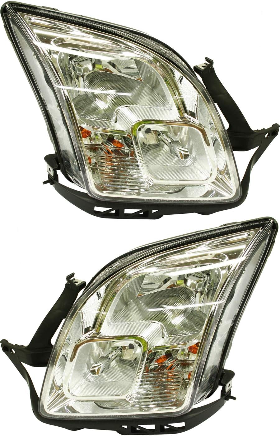 Evan-Fischer Headlight Set Compatible with 2006-2009 Ford Fusion Left Driver and Right Passenger Side Halogen With bulb(s)