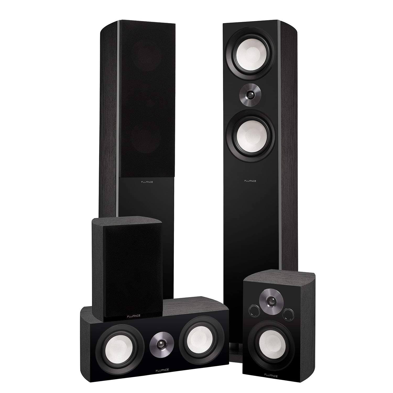 Fluance Reference Surround Sound Home Theater 5.0 Channel Speaker System, Black