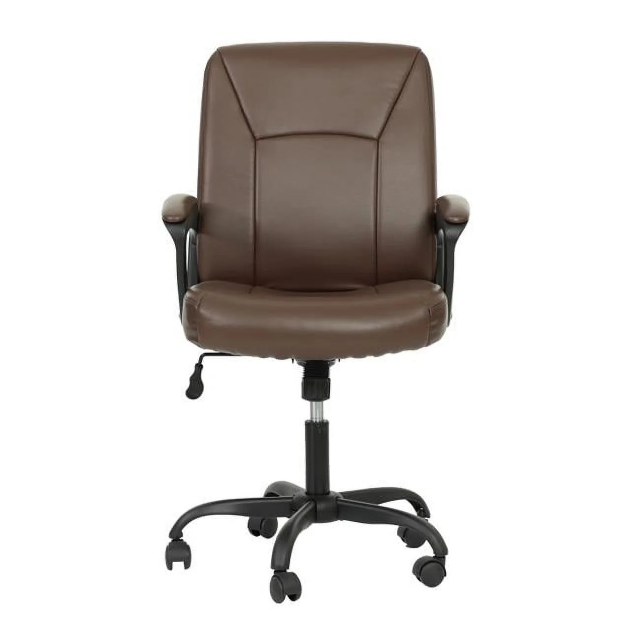 25 x 27 x 38-42 in. Modern Faux Leather Office Chair, Brown