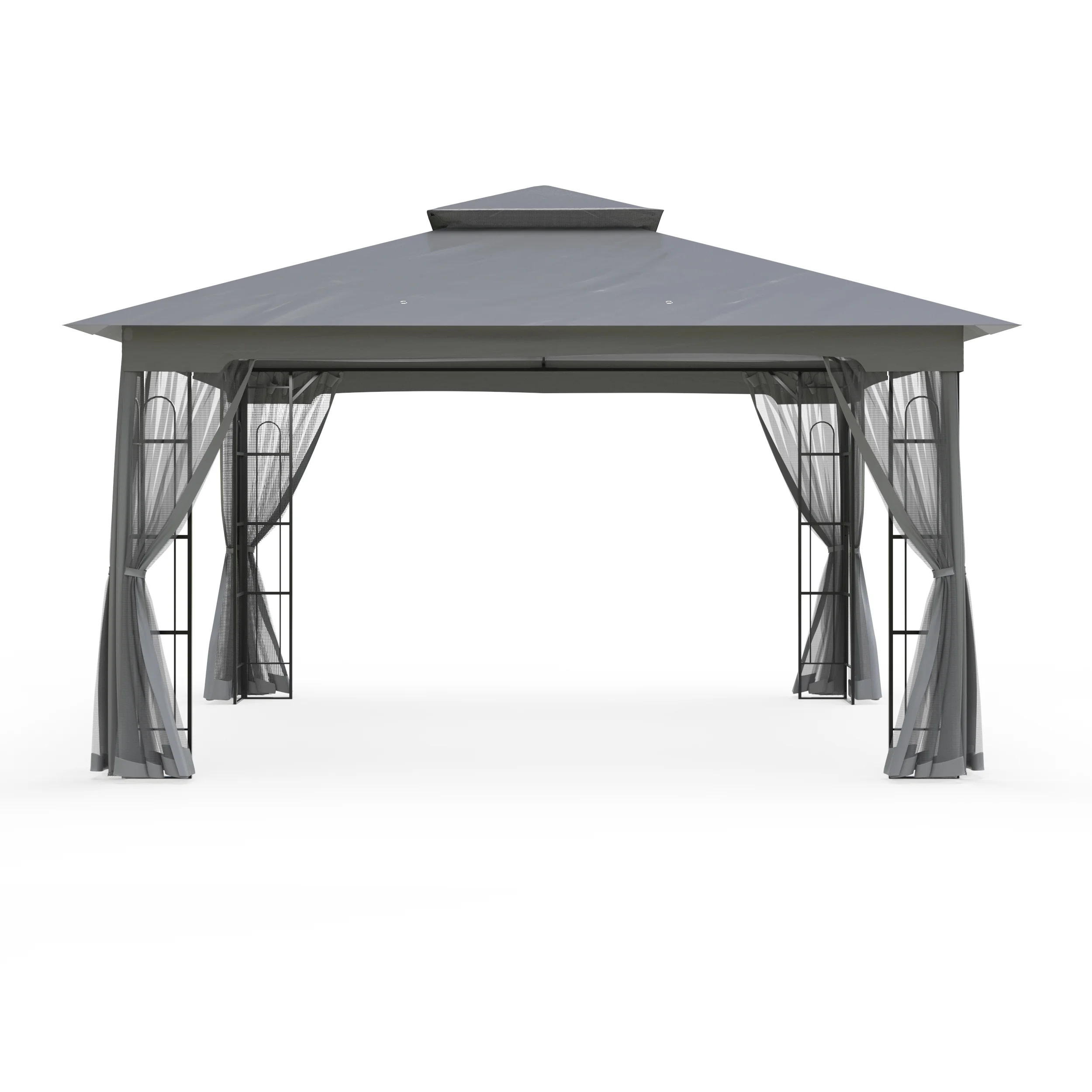 INTER HUT 13x11 Metal Patio Gazebo, Outdoor Gazebo Canopy Tent for Backyard with Mesh Privacy Curtains