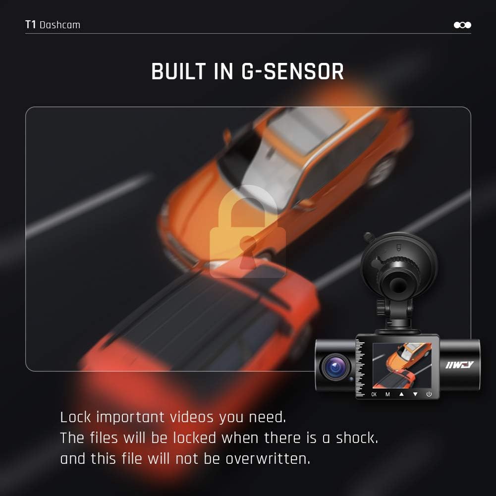 iiwey Dash Cam Front Rear and Inside 1080P Three Channels with IR Night Vision Car Camera SD Card Included Dashboard Camera Dashcam for Cars HDR Motion Detection and G-Sensor for Car, Taxi, Uber