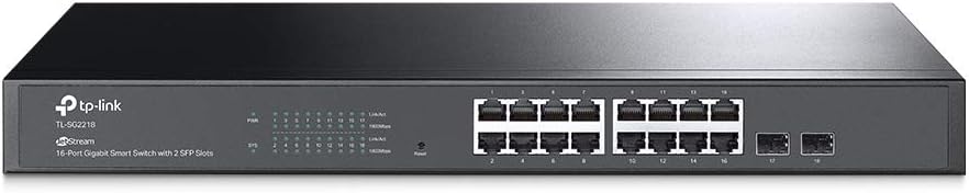 TP-Link TL-SG2218 | 16 Port Gigabit Smart Managed Switch, 2 SFP Slots | Omada SDN Integrated | IPv6 | Static Routing | L2/L3/L4 QoS, IGMP & LAG | Limited Lifetime Protection