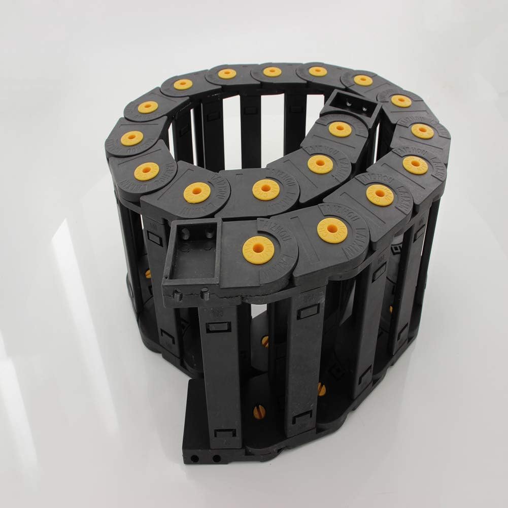 Fielect Drag Chain Cable Carrier Open Type with End Connectors R100 35X100mm 1 Meter Plastic for Electrical CNC Router Machines Black 1Pcs