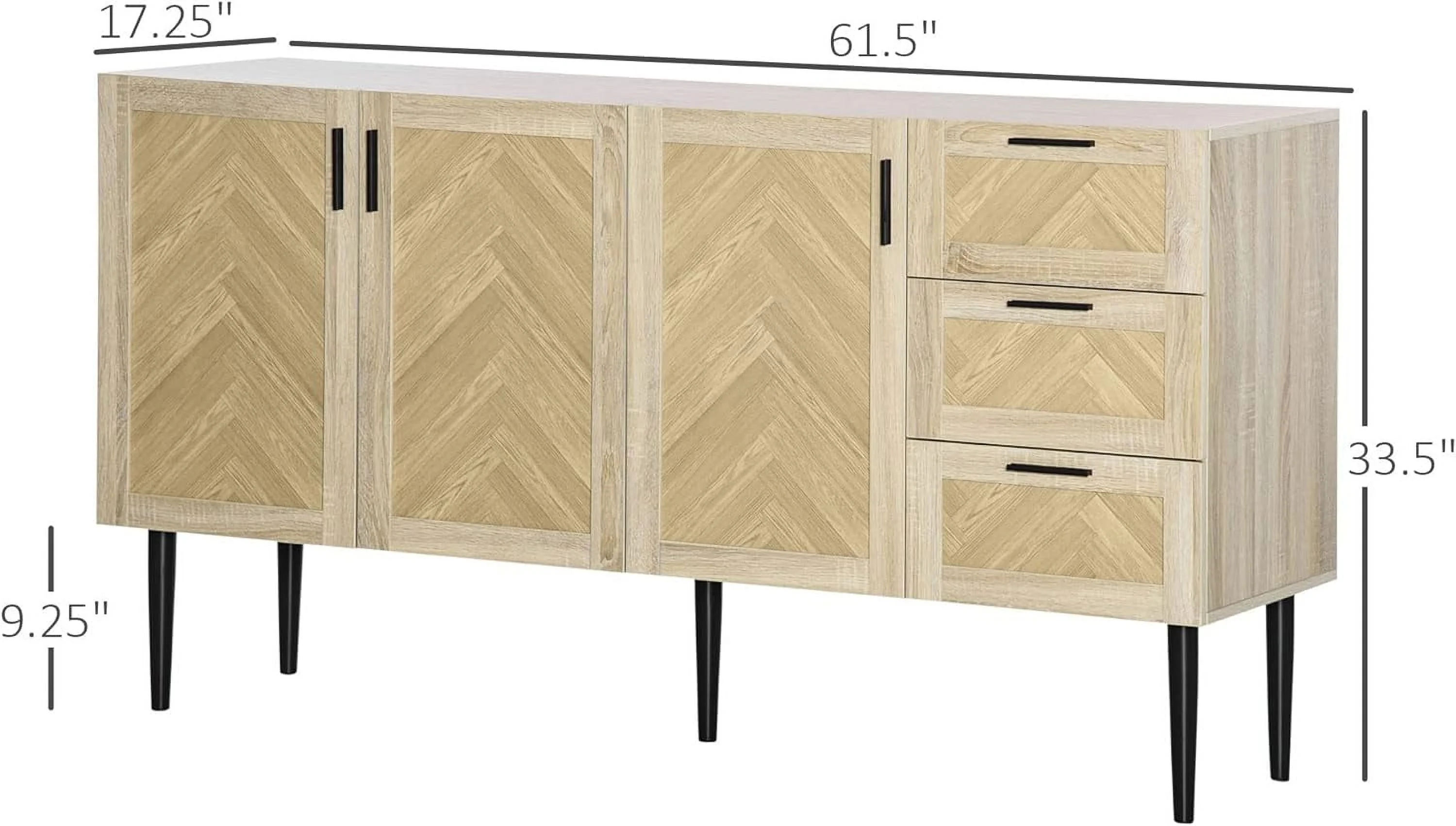 Coffee Bar Cabinet, Sideboard with Drawers and Adjustable Shelves for Living Room, Kitchen, Oak