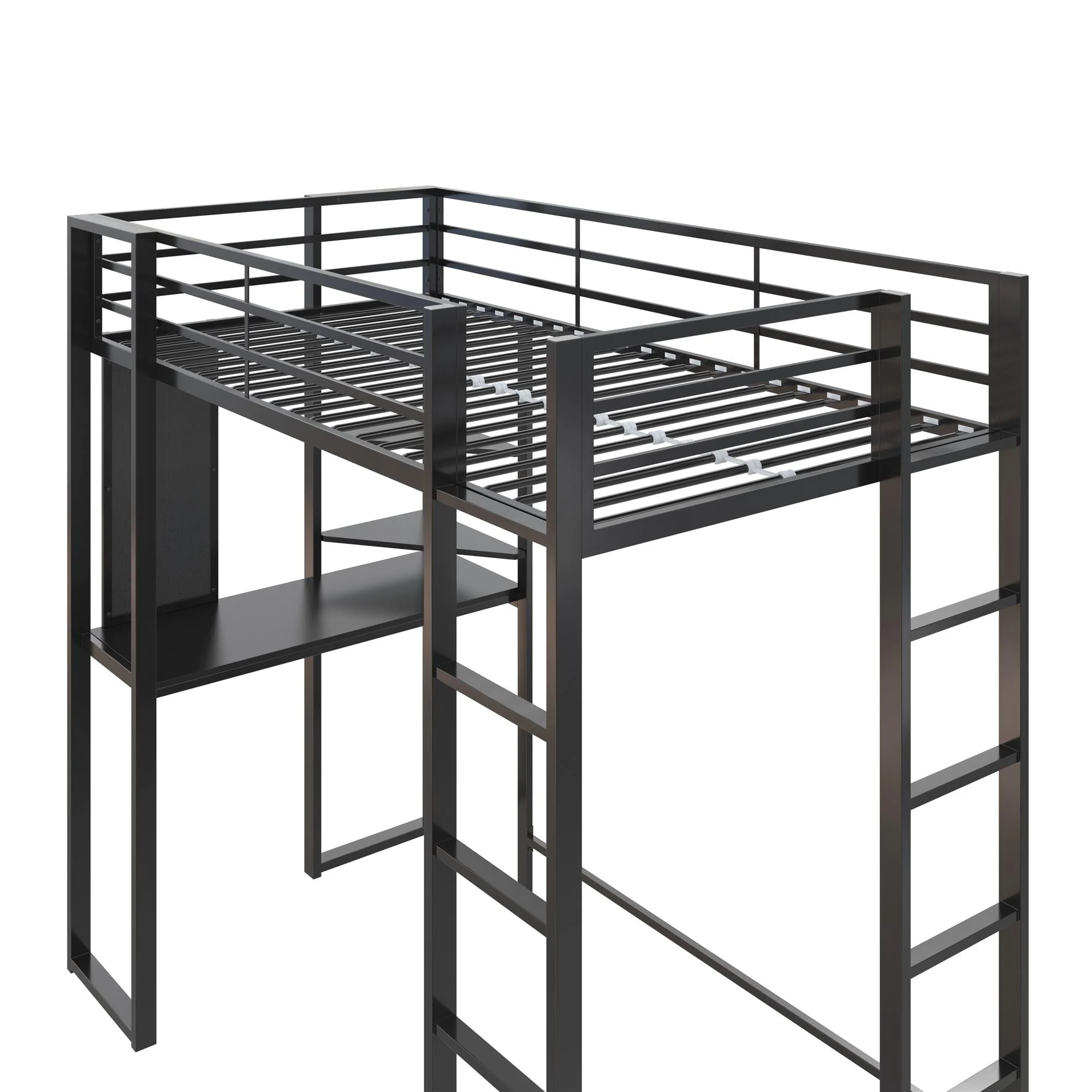 DHP Abode Twin Size Metal Loft Bed, Black