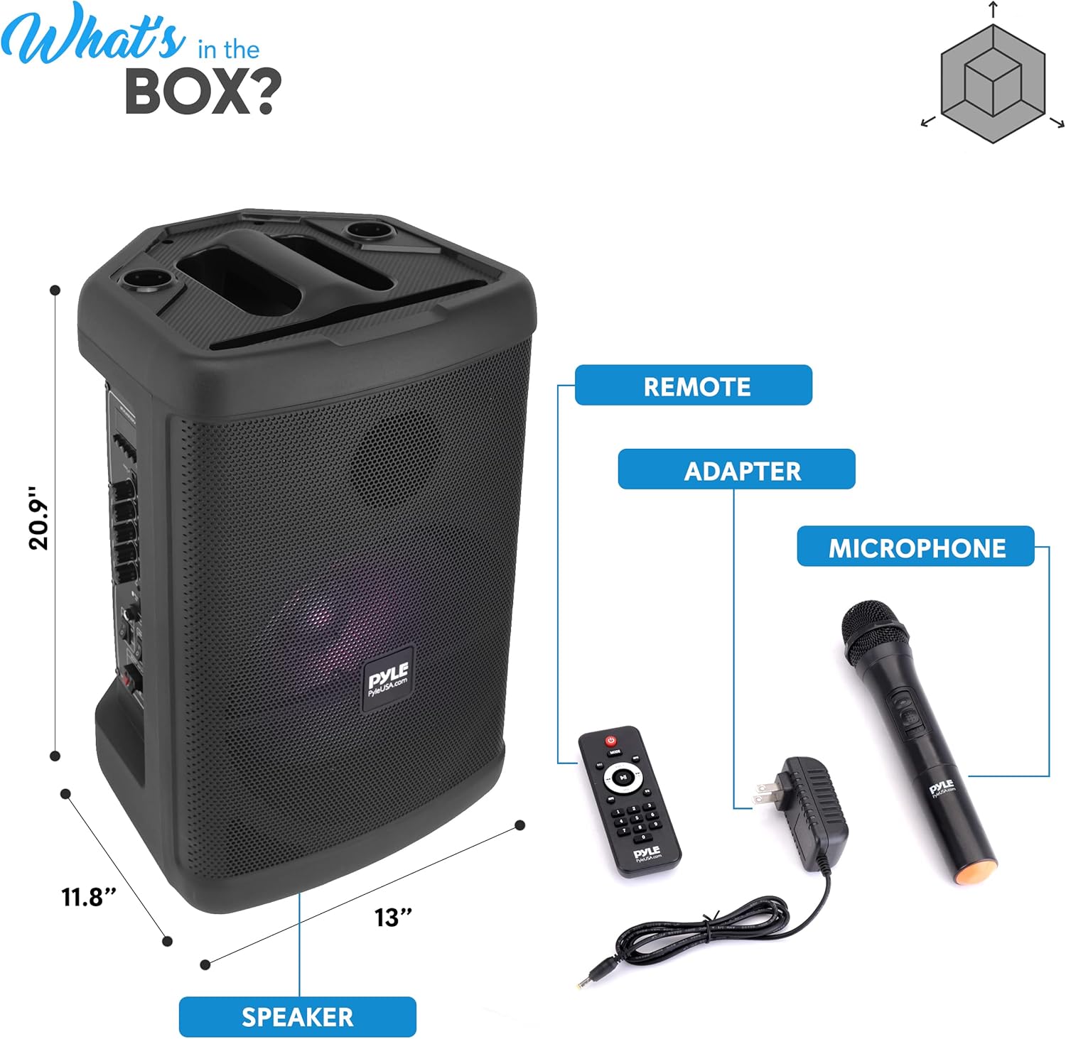 Pyle Portable Bluetooth PA Speaker - 500W 15” Rechargeable Outdoor BT Karaoke Audio System - TWS, Party Lights, LED Display, FM/AUX/MP3/USB/SD, 6.5mm in, Carry Handle - Wireless Mic, Remote Control