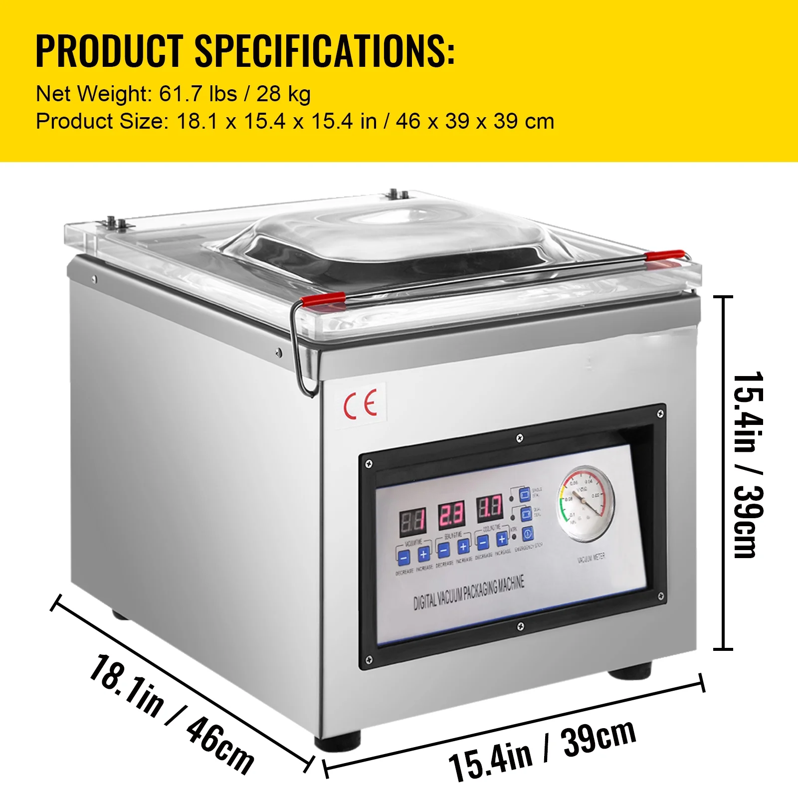 VEVOR Chamber Vacuum Sealer DZ-260C 320mm/12.6inch, Kitchen Food Chamber Vacuum Sealer, 110v Packaging Machine Sealer for Food Saver, Home, Commercial Using