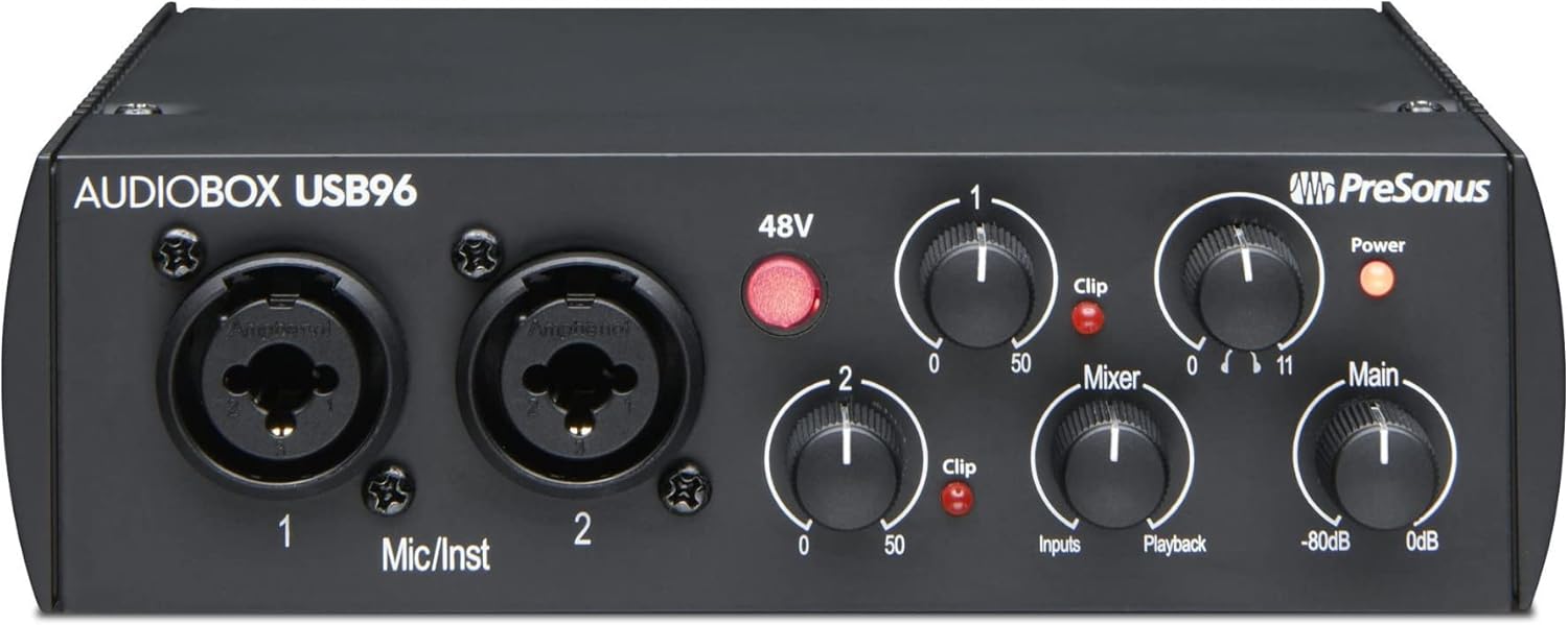 PreSonus AudioBox USB 96 25th Anniversary Edition 2x2 USB 2.0 Audio Interface with Headphones and Cable Bundle (3 Items)