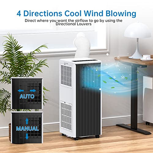 Portable Air Conditioner, Portable AC with Remote Control for Room up to 550 Sq.Ft, 3-in-1 Functions/Digital Display/24 Hrs Timer/Caster Wheels for Home/Office/Dorms