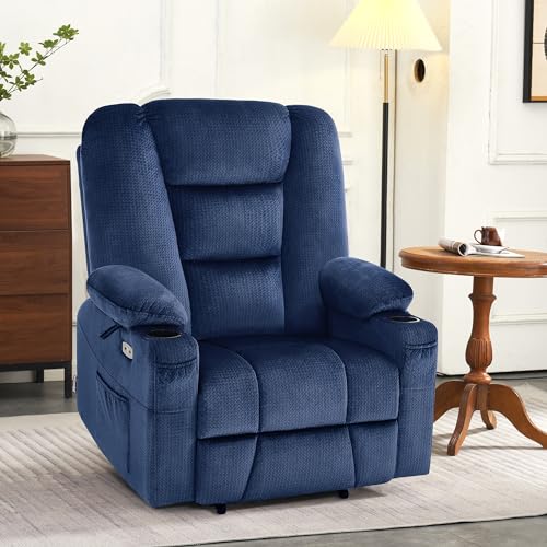 MCombo Small Power Lift Recliner Chair with Massage and Heat for Petite People, Cup Holders, USB Ports, Side Pockets, Fabric 7569 (Small-Regular, Brown)