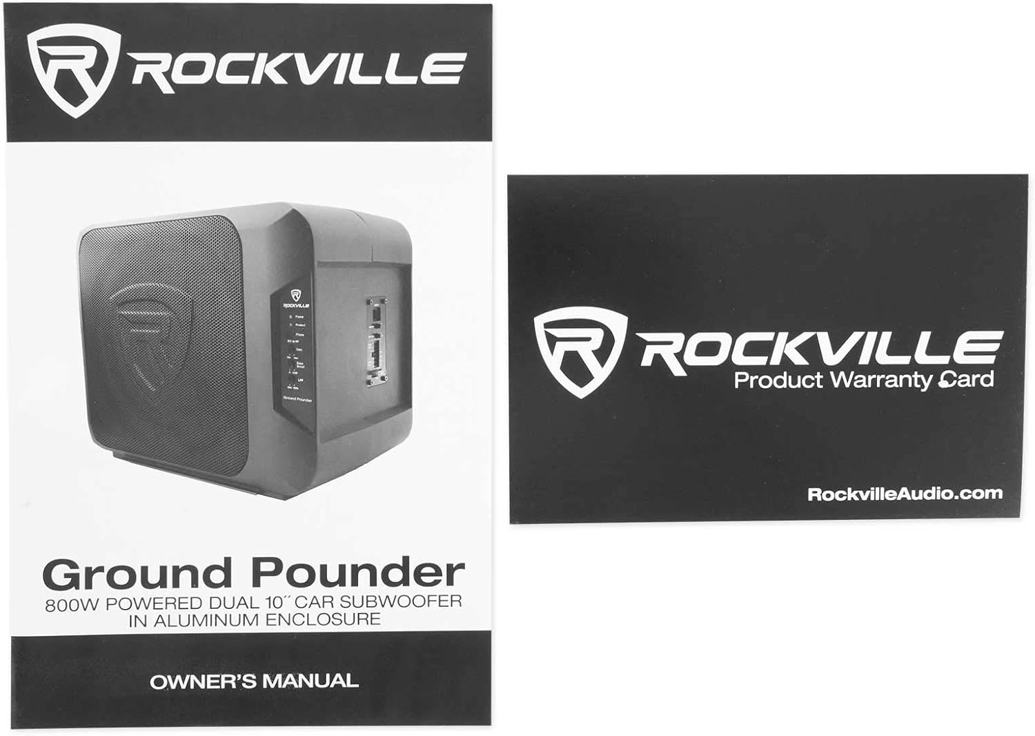 Rockville Ground Pounder 800 Watt Powered Dual 10" Loaded Car Subwoofer+Amp Kit