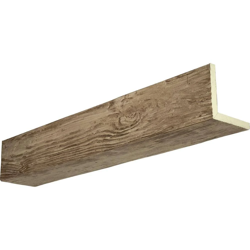 Ekena Millwork BMSD2C0040X040X144PP 4x22W x 4x22H x 12&L 2-Sided (L-beam) Sandblasted Endurathane Faux Wood Ceiling Beam, Natura