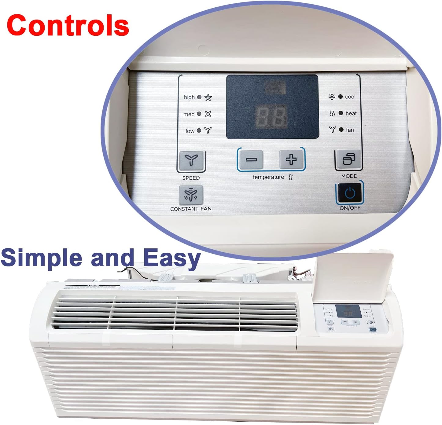 9,000 BTU PTAC Packaged Terminal Air Conditioner With Heat Pump PTHP Unit Heating And Cooling With Electric Cord