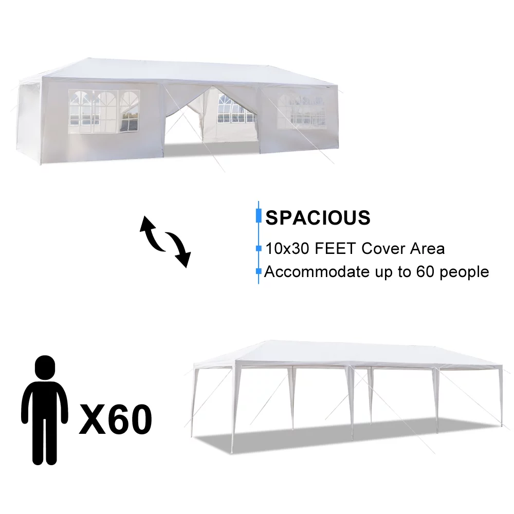 Zimtown 10x30ft Party Patio Tent Canopy Gazebo Pavilion Event Canopies(8 sides)