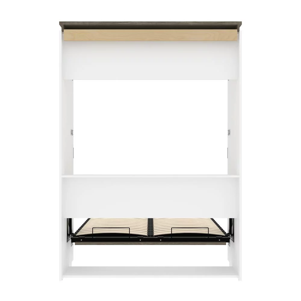 Bestar Orion 61" Full Murphy Bed in White and Walnut Gray