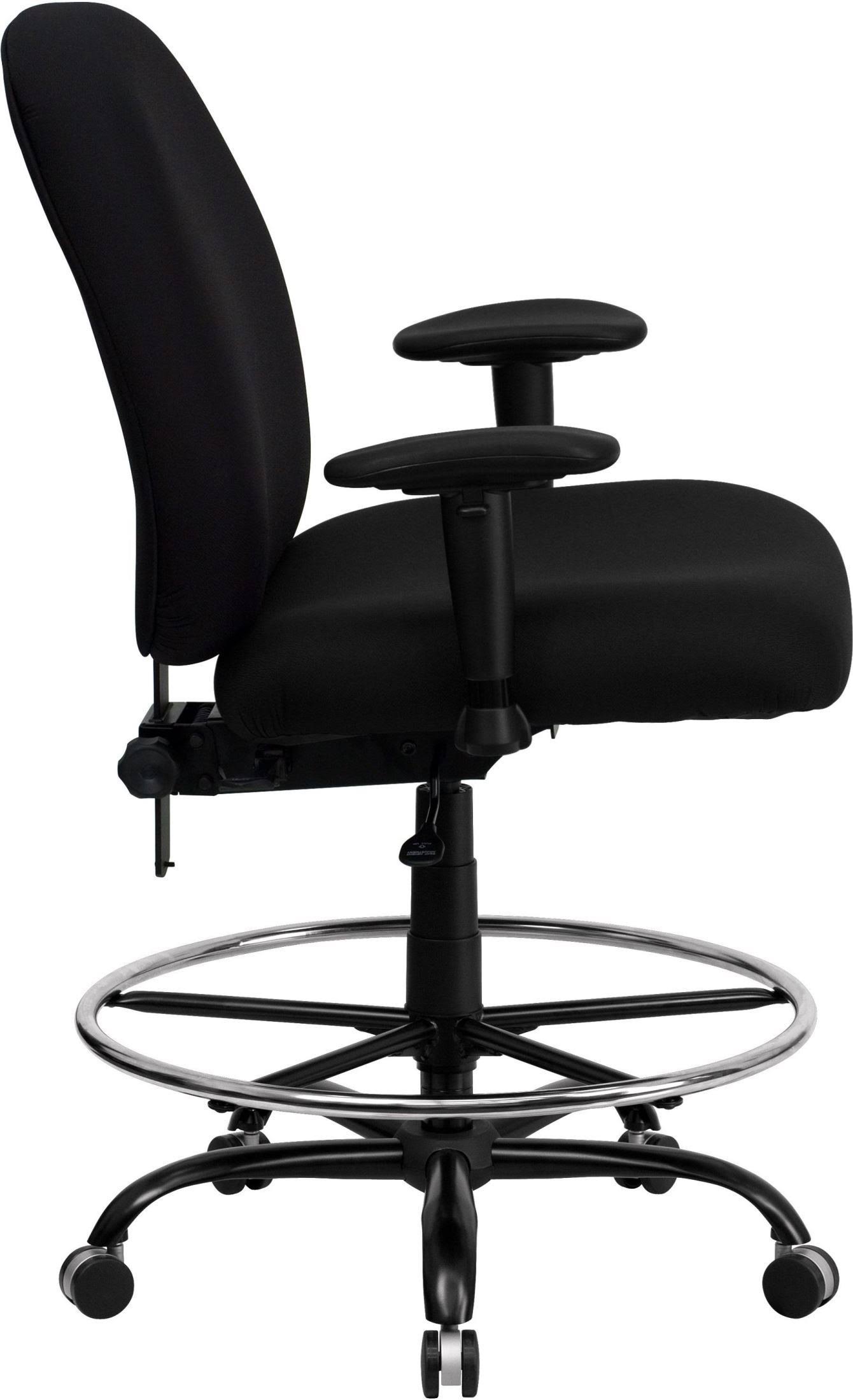 Flash Furniture Hercules Fabric Drafting Chair With Arms, Black