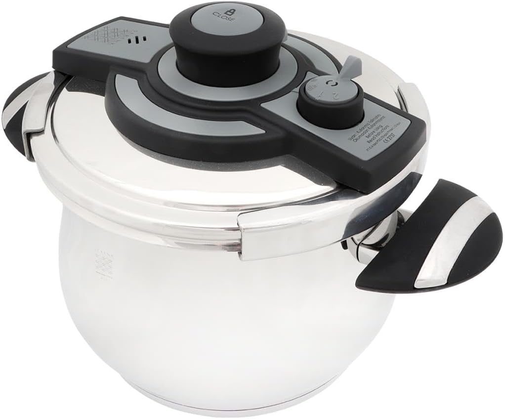 Quart Stainless Steel Pressure Cooker with Capsule Base, Compatible with Induction Stovetop, 3 Temperature Settings, Dishwasher Safe