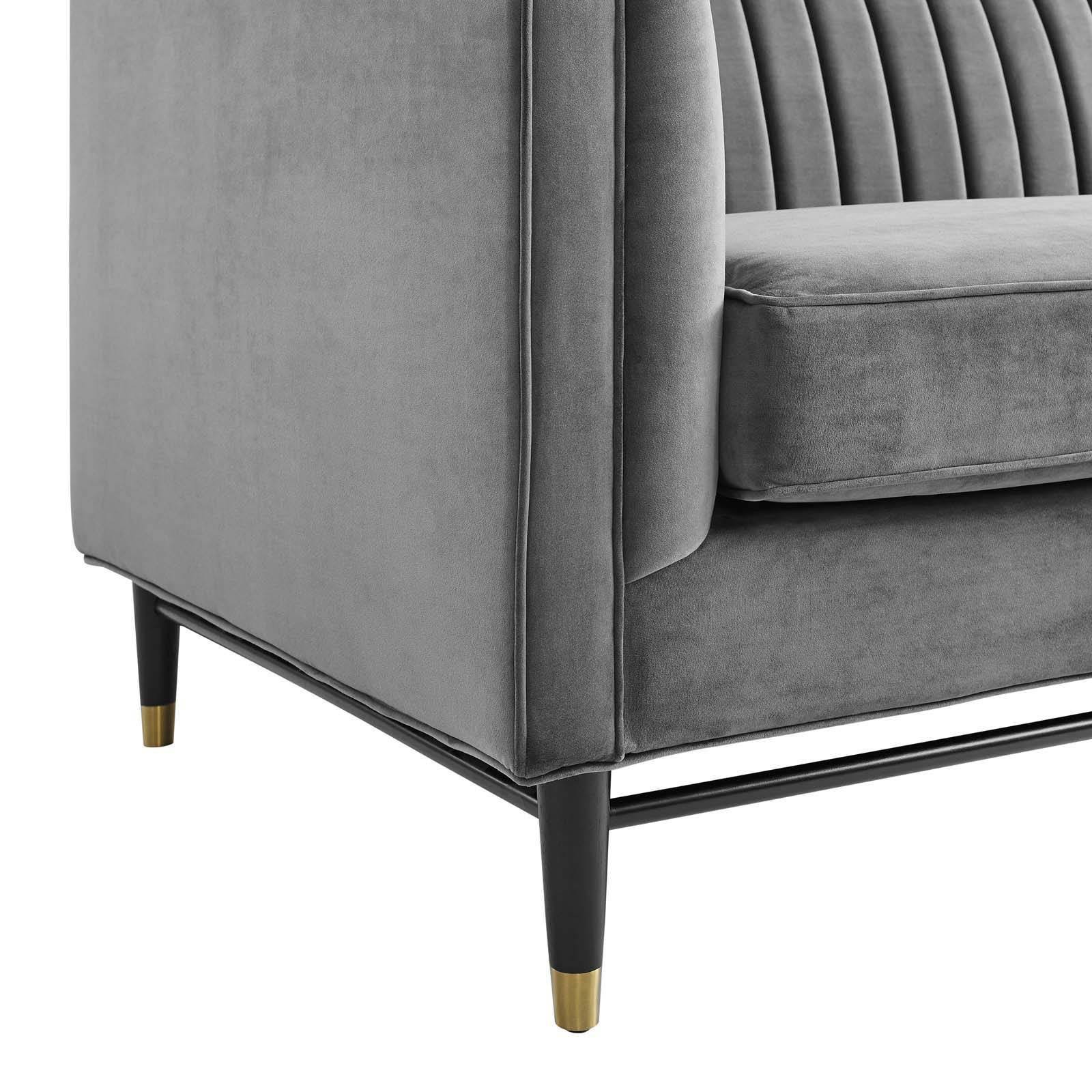 Devote Channel Tufted Performance Velvet Loveseat - Gray