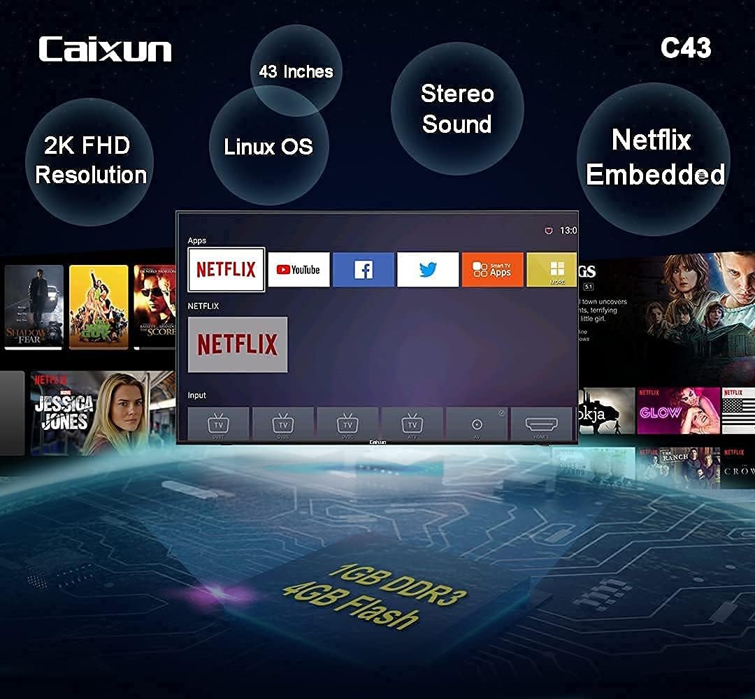 Caixun EC50S1A, 50 inch 4K UHD HDR Smart Android TV with Google Assistant (Voice Control), Screen Share, HDMI, USB, Wi-Fi, Bluetooth(2021 Model)