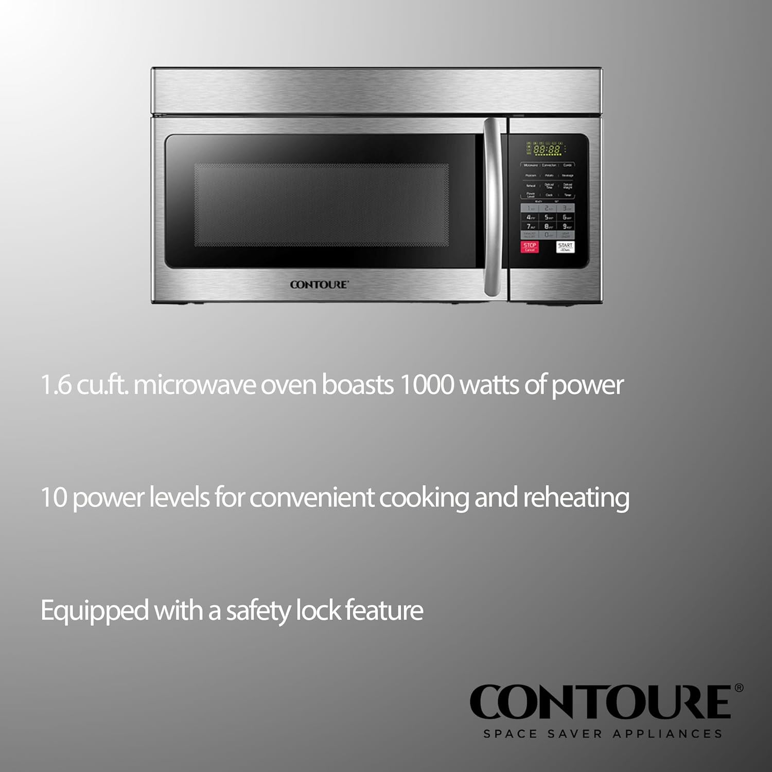 RV Convection Microwave 1.6 cu.ft. | 1000W Power | 4 Auto-Cook Menus | LED Display | Easy Install | RV-500-OTR