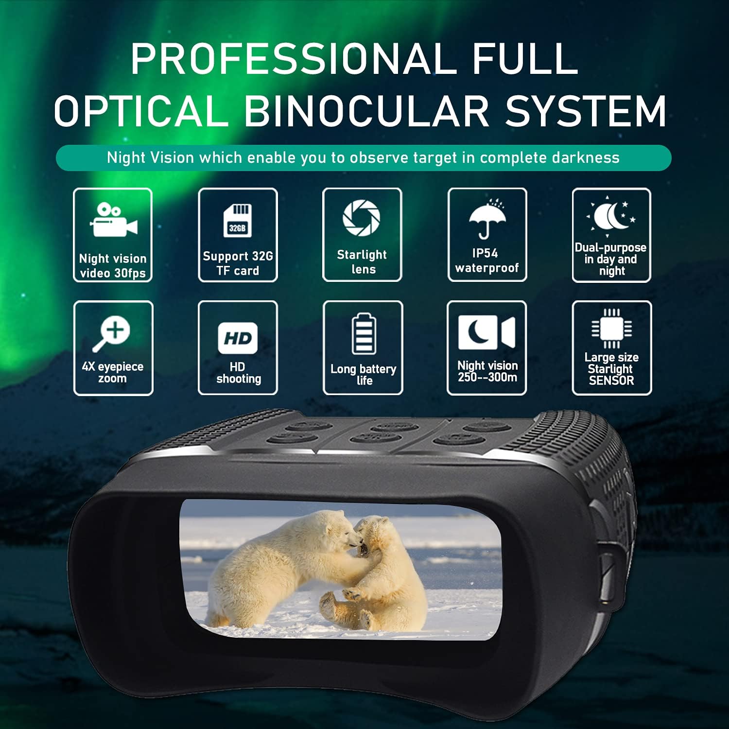 Vmotal Night Vision Goggles, Infrared Night Vision Binoculars with 2.31 Screen Viewing HD Photo/Video in The Darkness, Includes 32G Memory Card for Hunting, Spy, Military, Tactical, Security