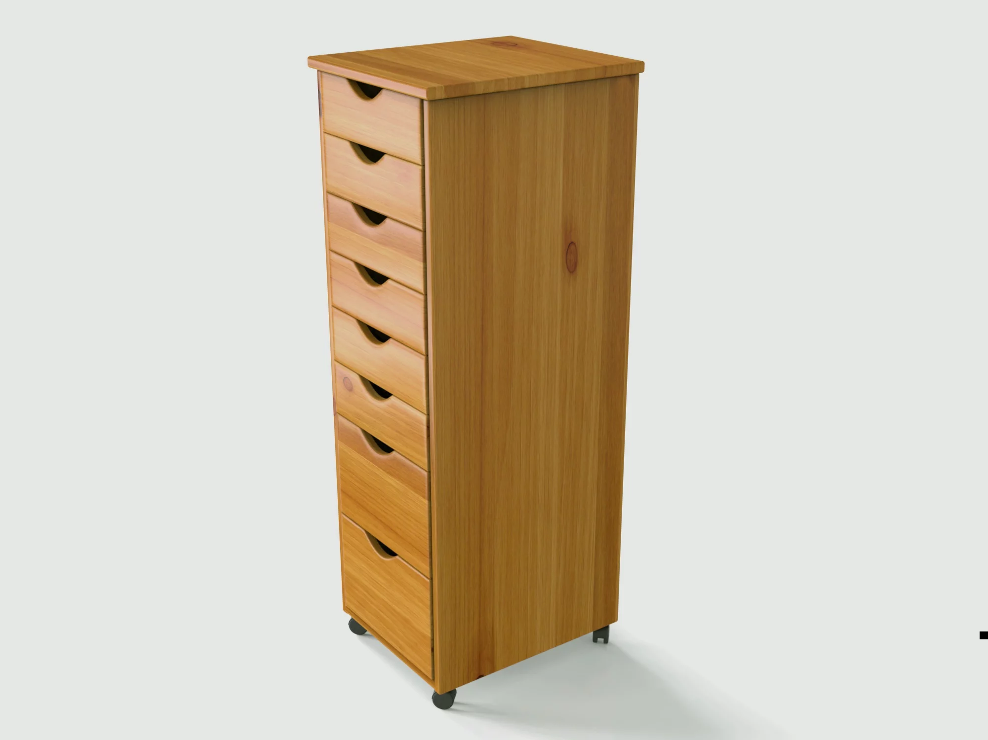Adeptus Original Roll Cart, Solid Wood, 6+2 Drawer Narrow Roll Cart, Med Pine - Curated Treasures Market