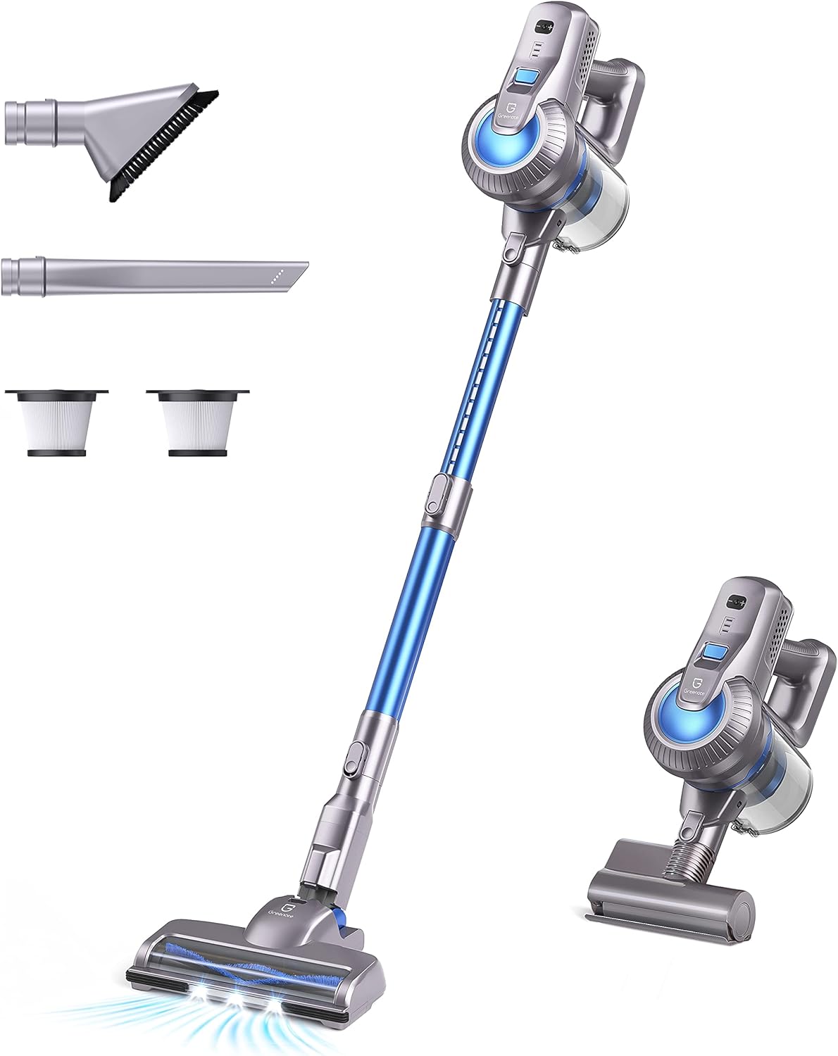 Greenote Cordless Vacuum Cleaner, 23000PA Stick Vacuum 4 in 1, 200W with Dual Digital Motor LED Headlights, 35 Mins Runtime, Handheld Lightweight Vacuum for Home Hard Floor Carpet Pet Car