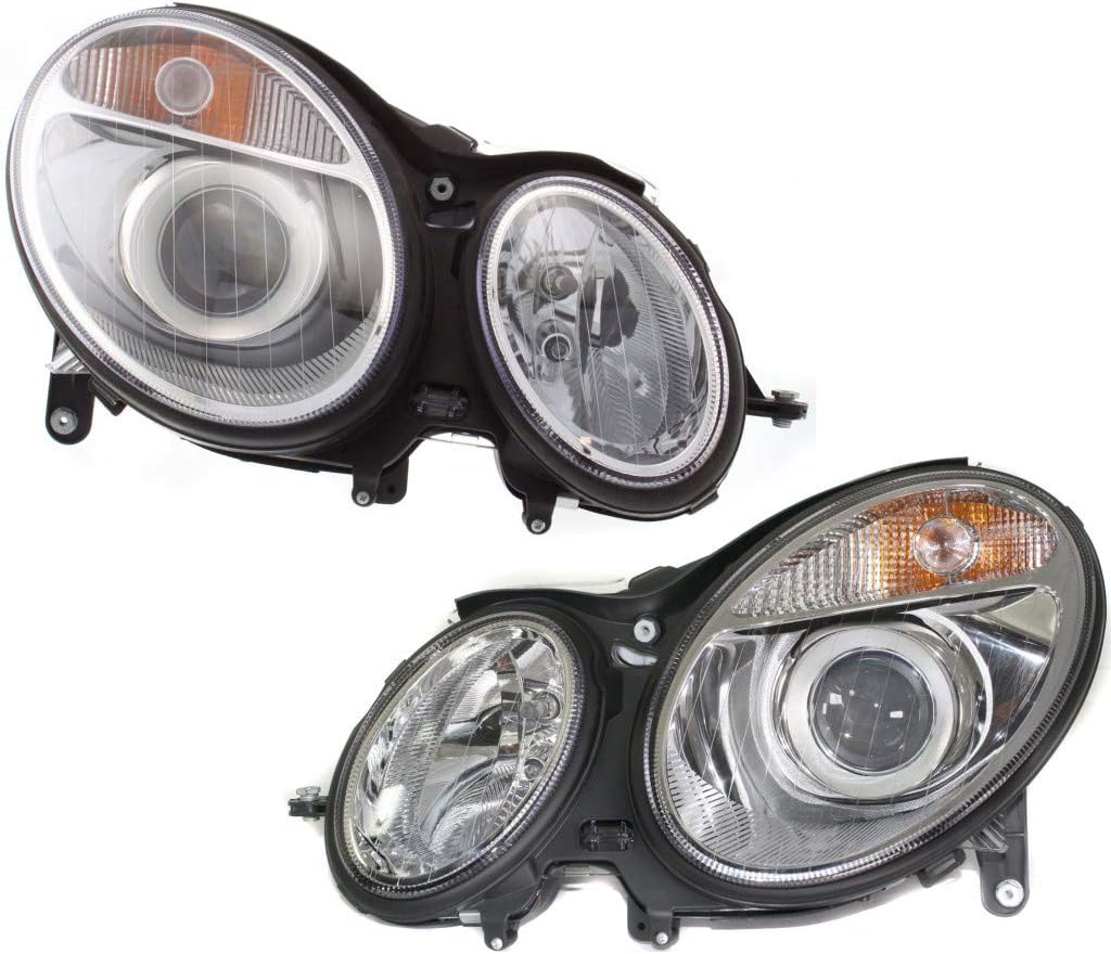 For Mercedes-Benz E-Class Sedan/Wagon Headlight Assembly 2003 04 05 2006 Pair Driver and Passenger Side Halogen DOT Certified