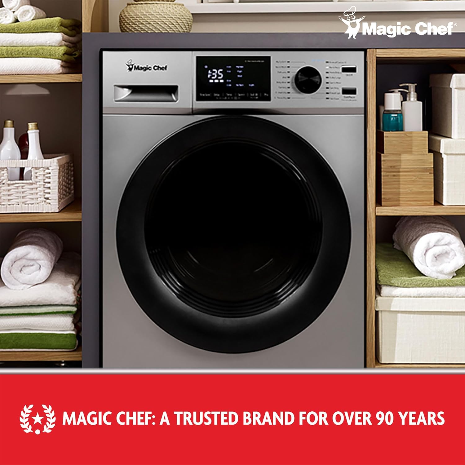 Magic Chef Front-Load Washer and Dryer Combination, Space-Saving Clothes Dryer and Washing Machine, 2.7 Cubic Feet, Silver