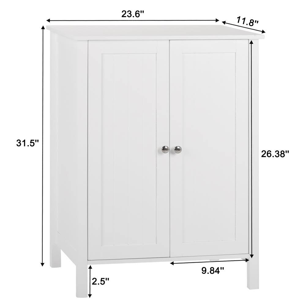 Fch Bathroom Floor Cabinet, Free Standing Side Cabinet Storage Organizer with Double Doors and Adjustable Shelf White