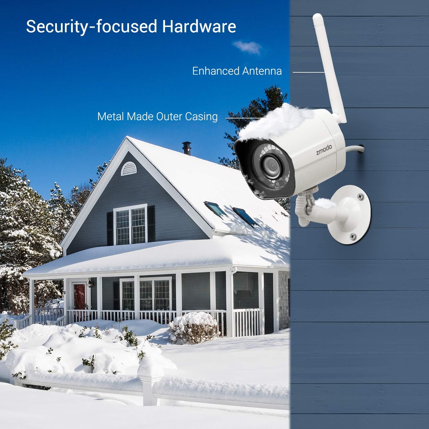Zmodo Security Camera Outdoor, 1080p Home Security Wireless WiFi IP Camera, Night Vision, AI Motion Detection, Video Surveillance, Weatherproof, Compatible with Alexa and Google Assistant, Metal Case