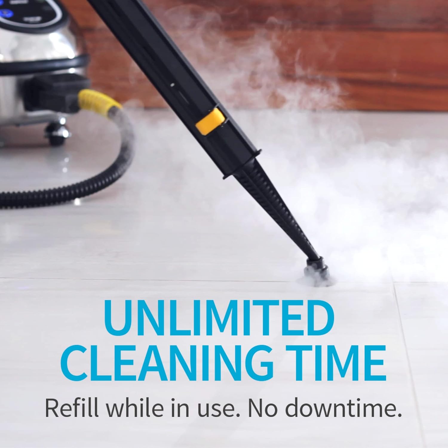 Dupray Hill Injection Commercial Steam Cleaner For Hard Floor - Refillable Heavy Duty, Commercial Steamer with Detergent Option, Silver, Made in Europe