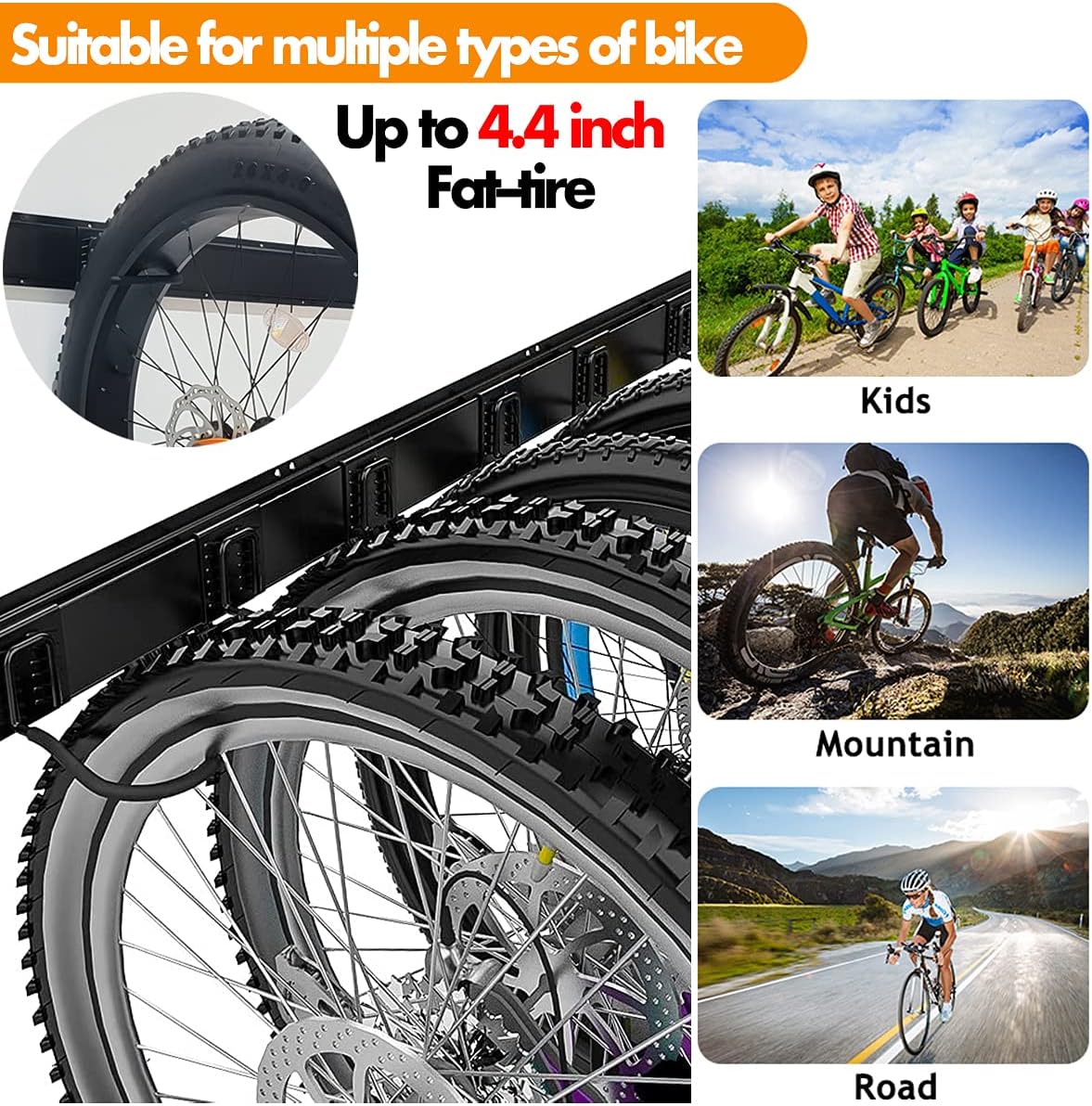 TORACK Bike Storage Rack, 6 Bike Rack Wall Mount Home and Garage Organizer, Vertical Bicycles Hanger Hooks for Indoor Space Saving