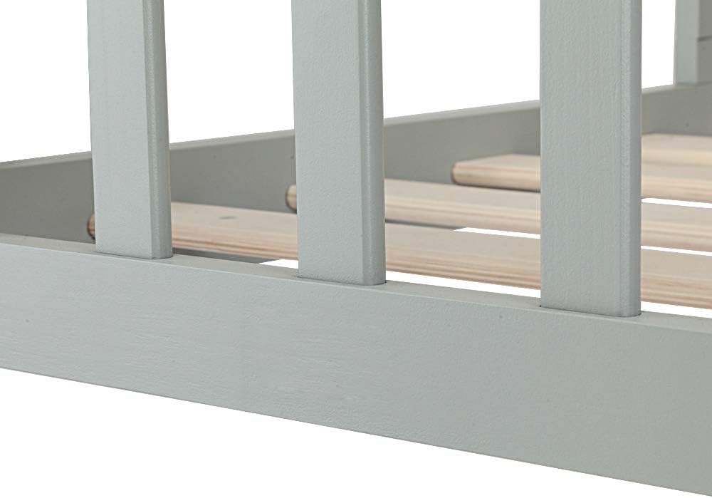 Toddler Bed, Wooden Baby Children Canton Toddler Bed Children Bedroom Furniture with Two Side Safety Guardrails, Gray
