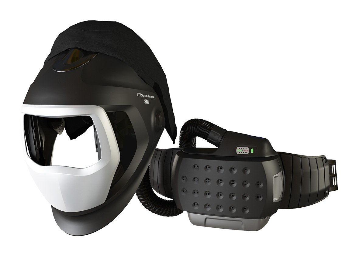 3M PAPR Organic Vapor/Acid Gas and High Efficiency System with 3M Speedglas Welding Helmet 9100-Air, Battery and Side Windows (Auto-Darkening Filter Sold Separately)