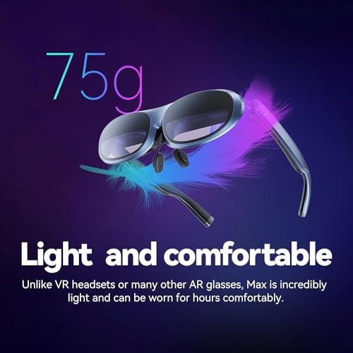 Rokid Max AR Glasses, Smart Glasses with 360" Micro-OLED Display, Google Play, Media Streaming, HDCP Support & Cloud Gaming, Console, Android, iOS, Windows Compatible