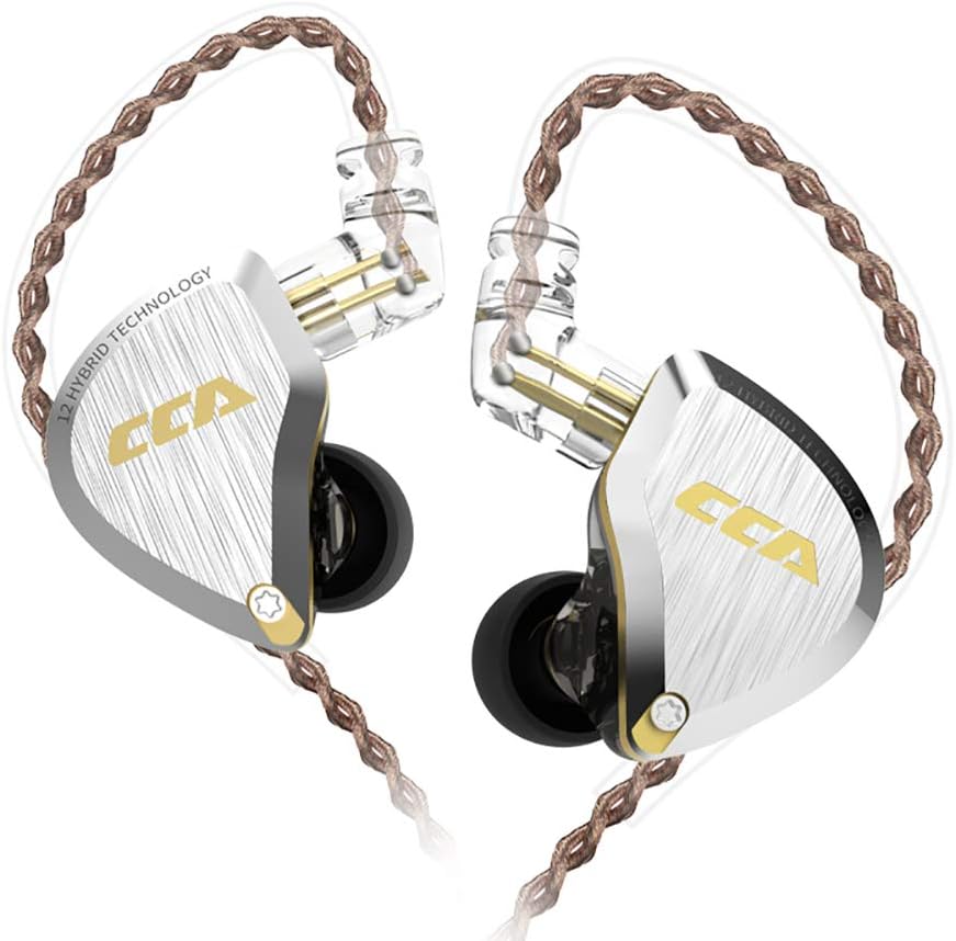 CCA C12 in-Ear Monitors, 5BA+1DD Hybrid HiFi Stereo Noise Isolating IEM Wired Earphones/Earbuds/Headphones with Detachable Tangle-Free Cable 2Pin for Musician Audiophile (Without MIC, Dream Blue) Pack of 2