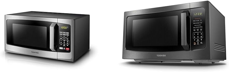 TOSHIBA EM925A5A-SS Countertop Microwave Oven, 0.9 Cu Ft With 10.6 Inch Removable Turntable, 900W & ML-EM45P(BS) Countertop Microwave Oven with Smart Sensor and Position Memory Turntable