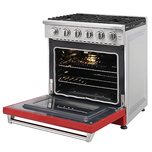 KOSTCH 30-inch Professional Freestanding Pro-Style Natural Gas Range or Liquid Propane Gas Range with 5 Burners, 4.55 cu.ft. Oven Capacity, in Stainless Steel - KOS-30RG03M