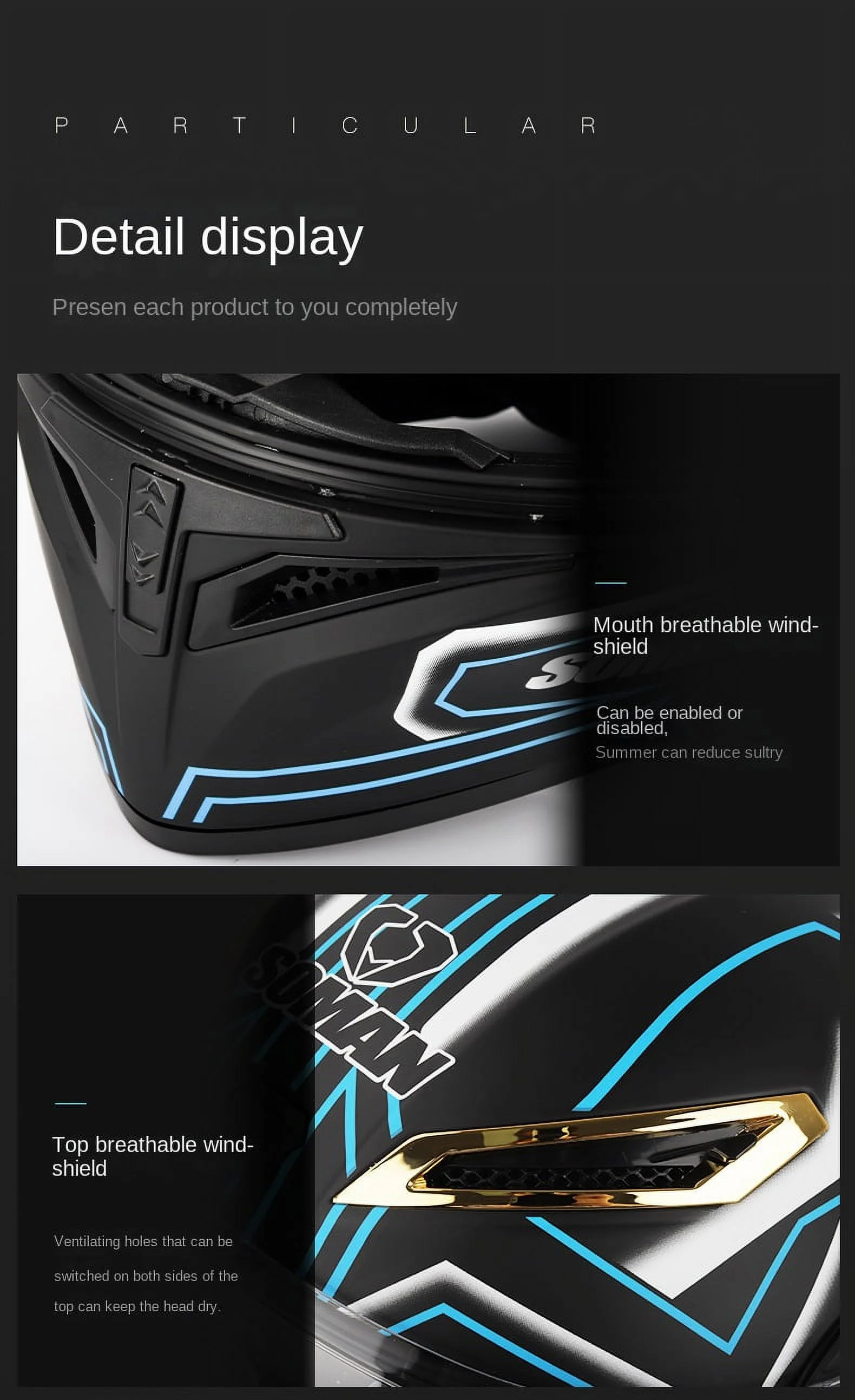 System Helmet Motorcycle Helmet Flip-Up Helmet Full Face Helmet Men Women Full Helmet Sun Visor Black Helmet DOT/ECE Approved Breathable Sun Protection Matte Black - Curated Treasures Market