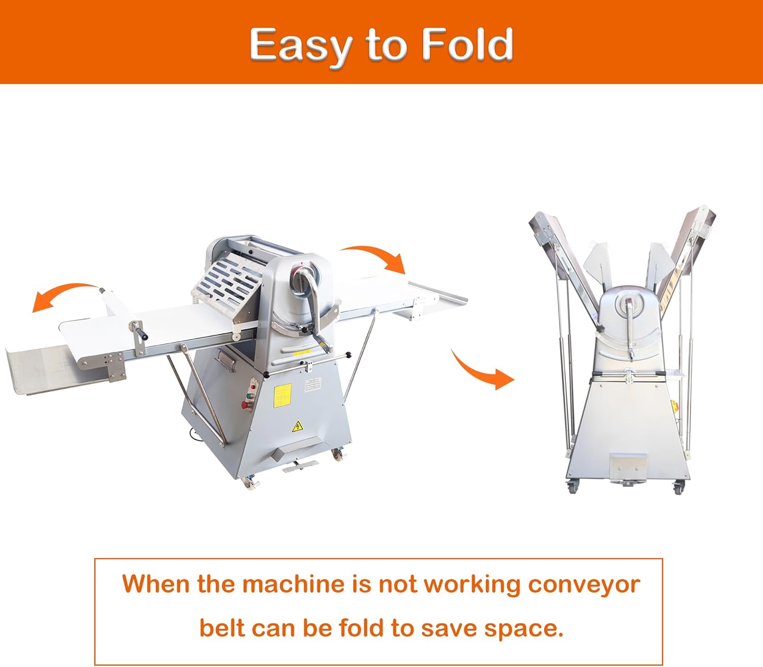 Dough Sheeter Commercial Dough Roller Sheeter Electric Croissant Pastry Sheeter 20"×82" Fondant Reversible Pizza Press Rolling Machine Adjustable Thickness with Foot Pedal 110V