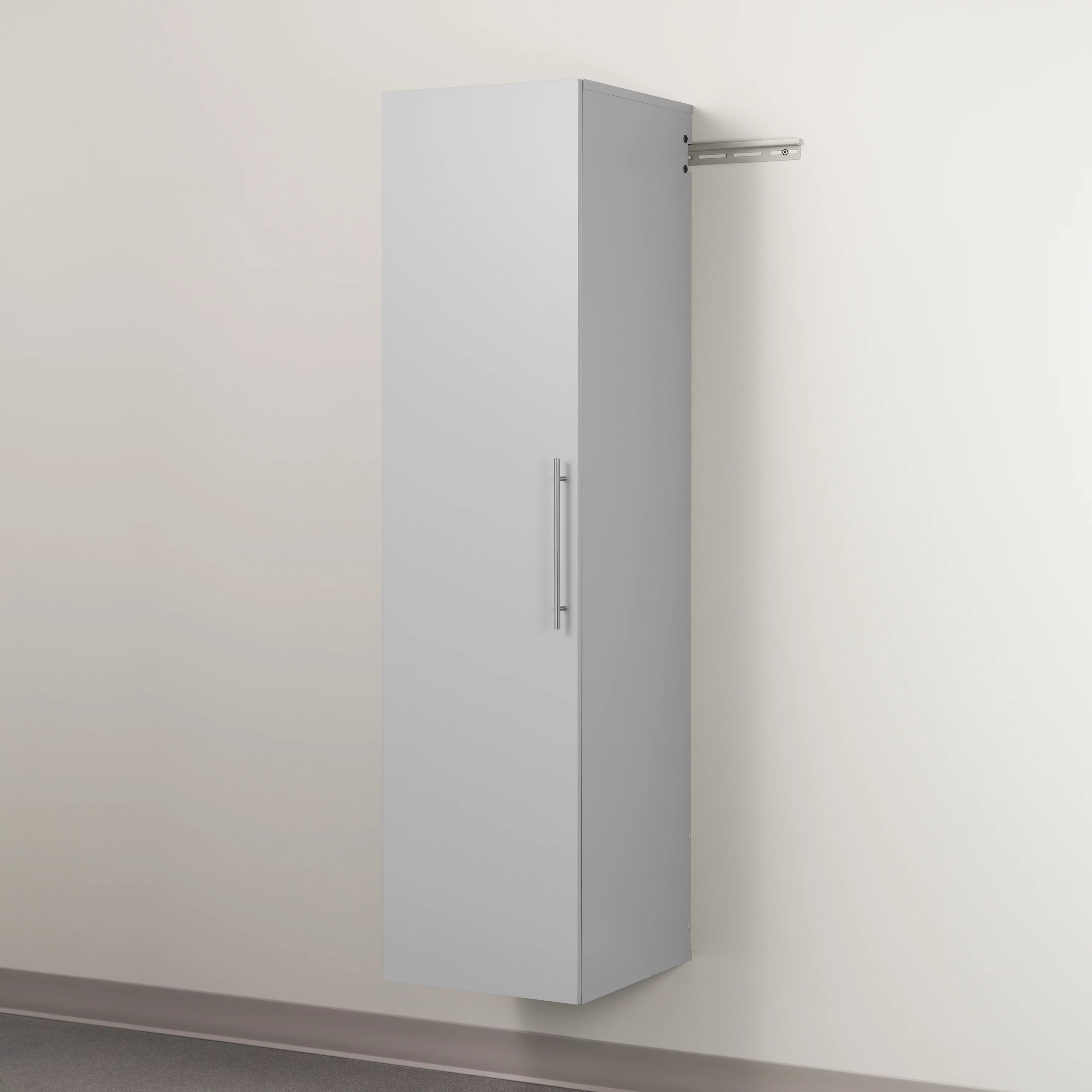Prepac HangUps Narrow Wall Mounted Garage Storage Cabinet, 18" W x 72" H x 20" D, Light Gray