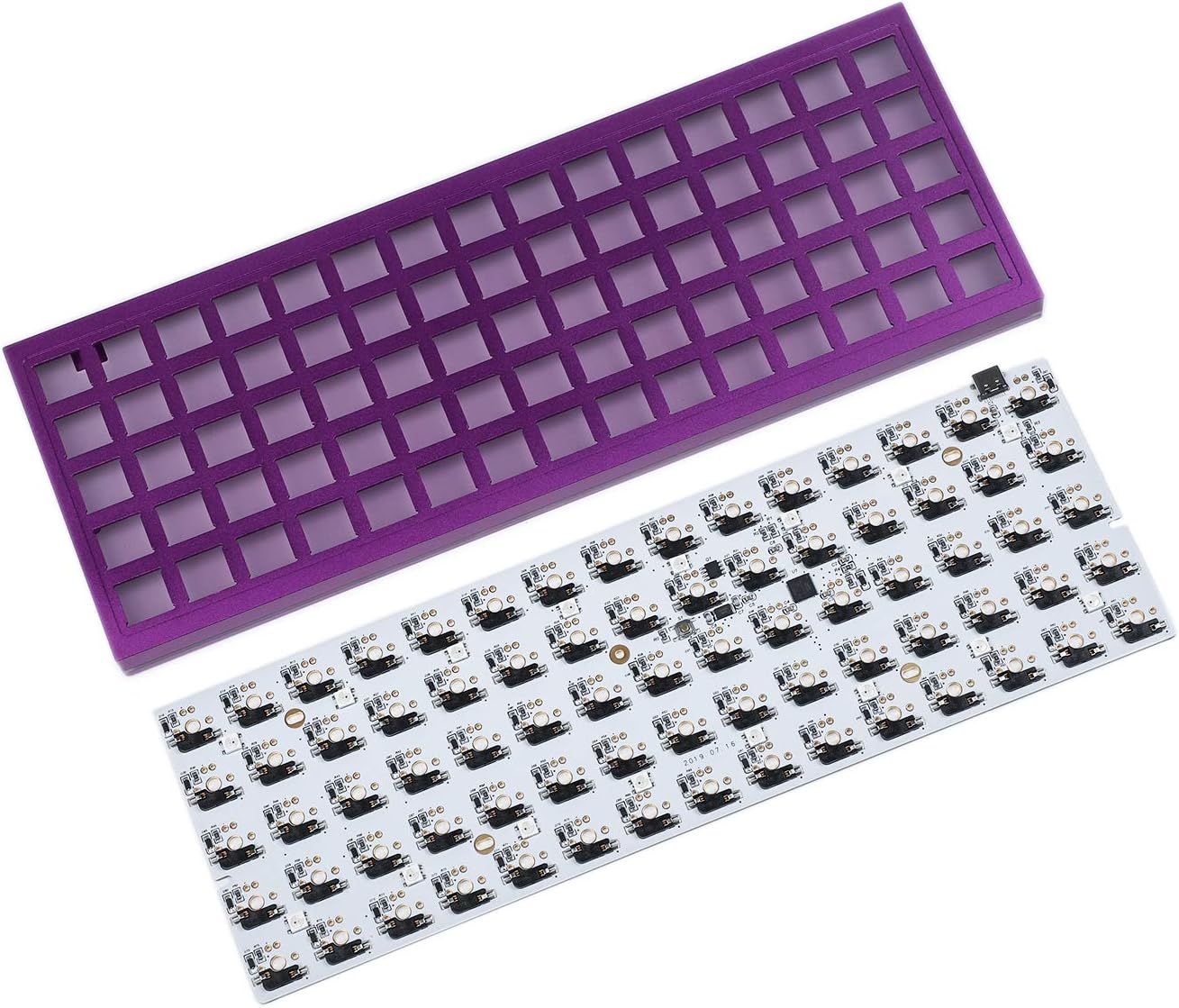 ID75 75 Keys Ortholinear Layout QMK Anodized Aluminum Case Plate hot-swappable Hot Swap Type C PCB Mechanical Keyboard Kit (Black)