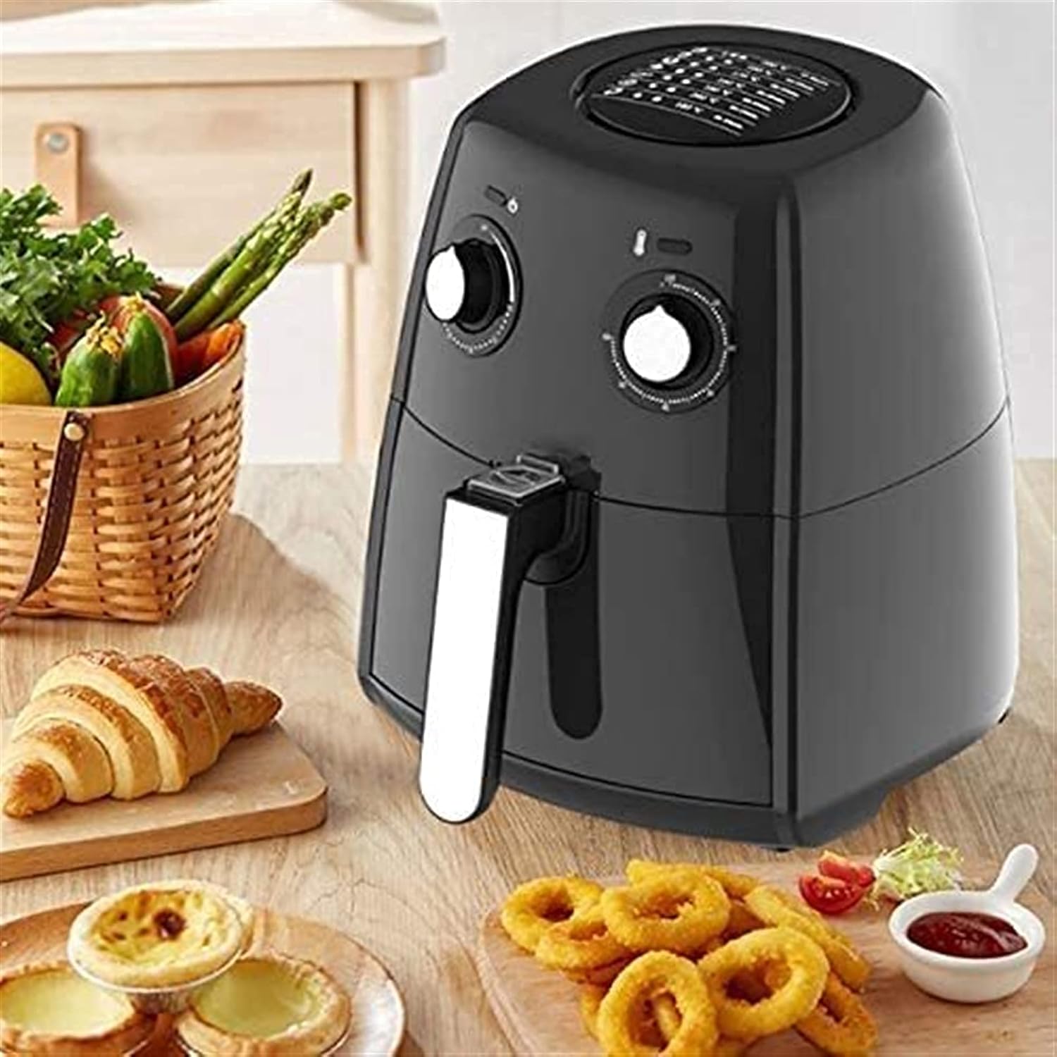 Air Fryer for Home Use 1230W Hot Air Fryer with Timer Temperature Control Dishwasher Safe Userfriendly Design Air Fryer Comfortable anniversary