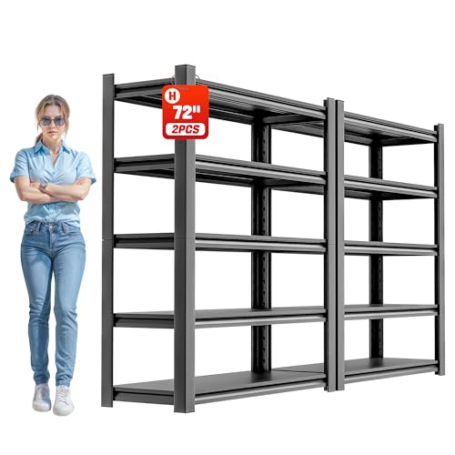 5 Tier Heavy Duty Metal Shelving Unit - Industrial Storage Shelf for Garage and Industrial Use - Durable Storage Shelf Organizer, 24" D x48" W x72" H