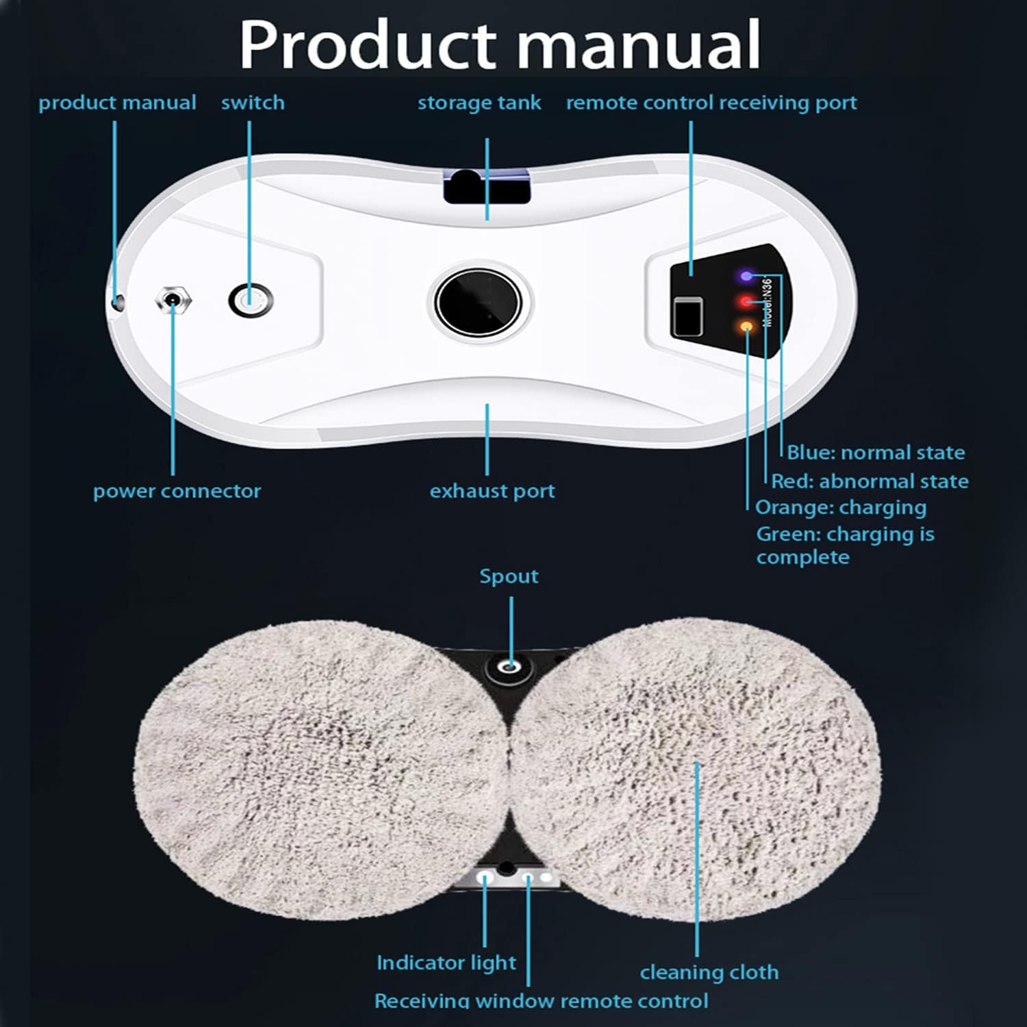 Window Cleaner Robot with Automatic Water Spray Electric Window Cleaning Machine Glass Vacuum Cleaner Safety Anti-Drop Glass Cleaning Robotic Window Smart Cleaner Kit with Remote Control