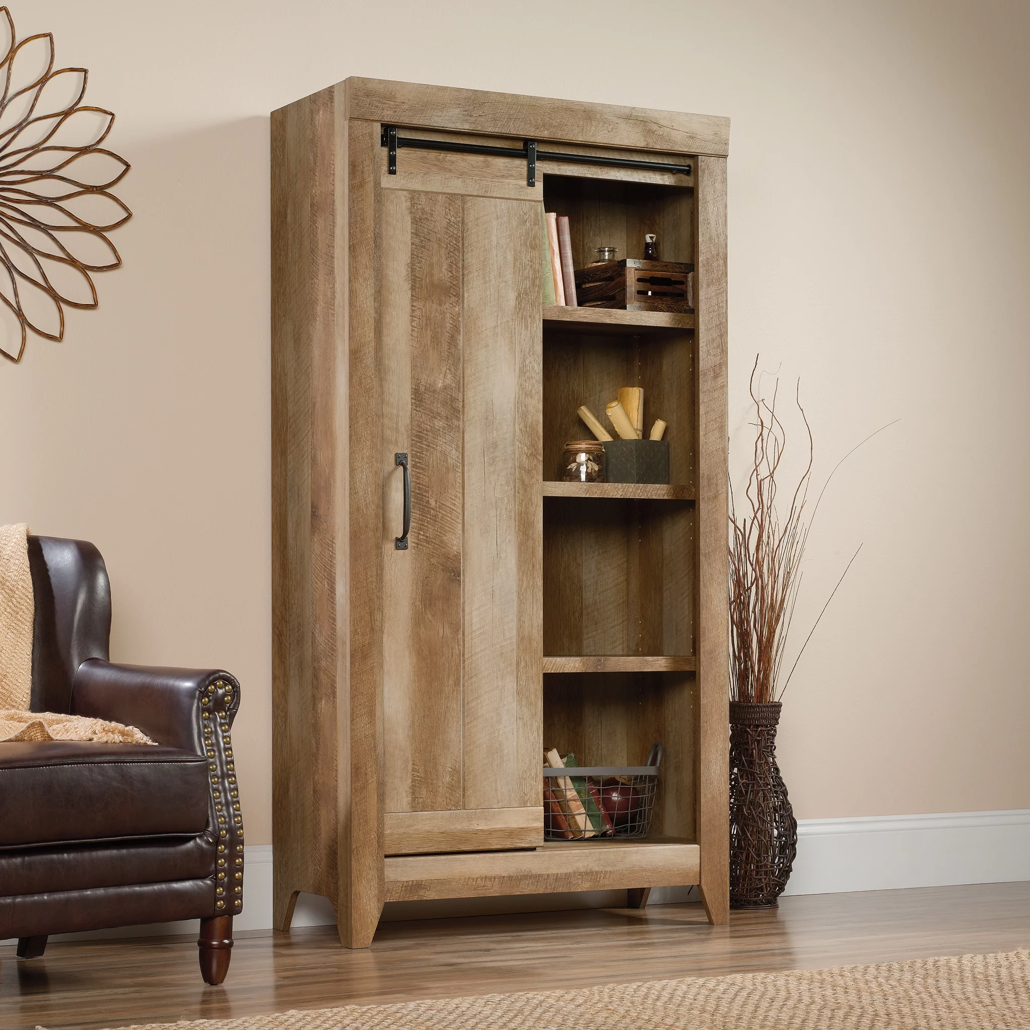 Sauder Adept Storage Cabinet, Craftsman Oak Finish